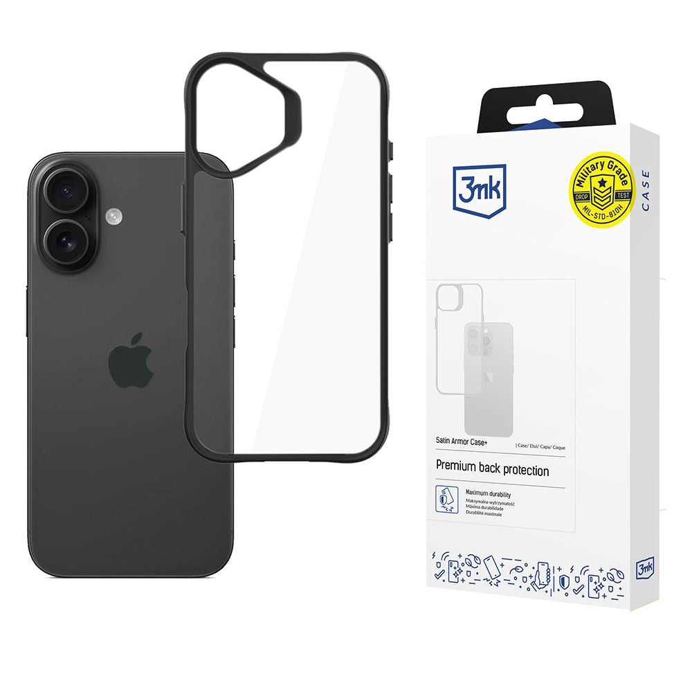 Deksel for Apple iPhone 17, 3MK, Satin Armor Case+, Svart