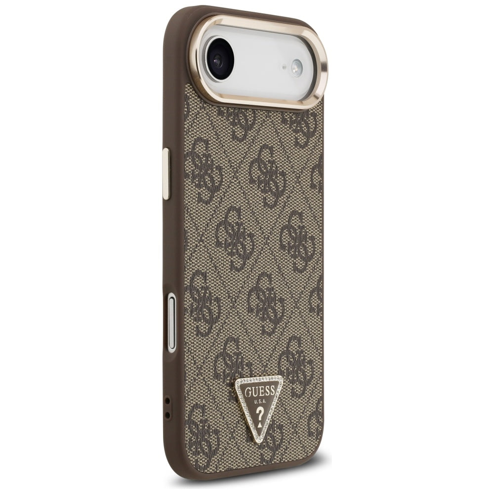 Deksel for Apple iPhone 17 Air, Guess, 4G Triangle Logo, Gyllenbrun