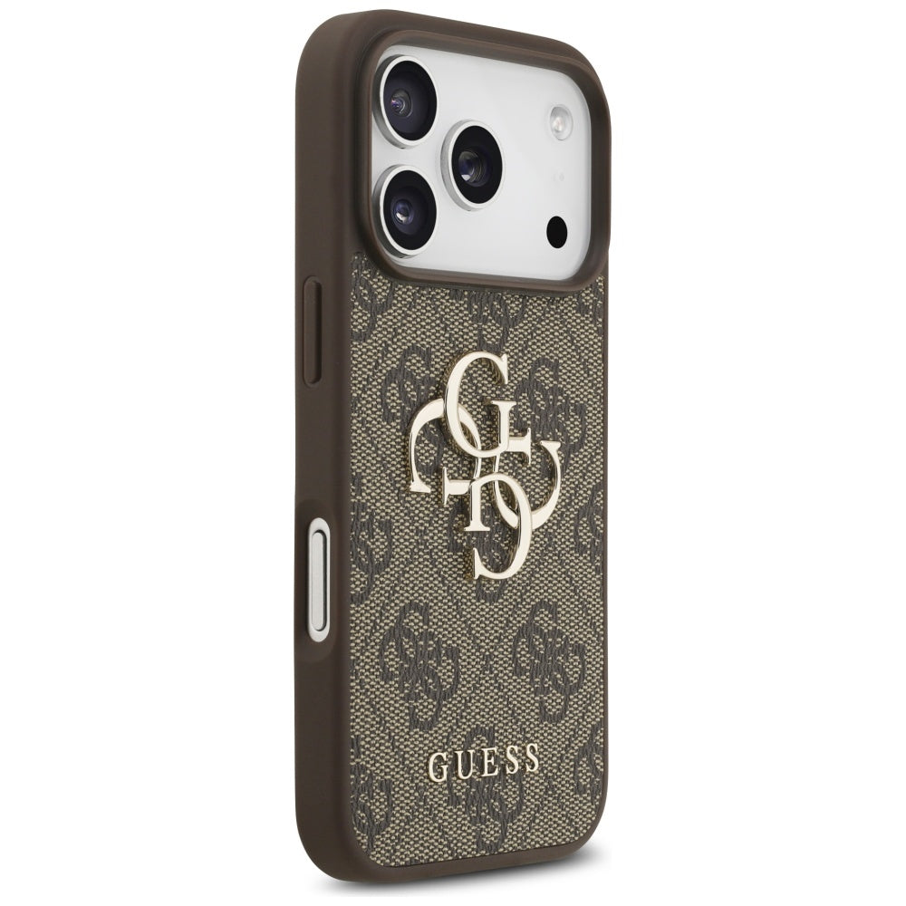 Deksel for Apple iPhone 17 Pro, Guess, 4G Classic Logo with Pearl Strap, Brun