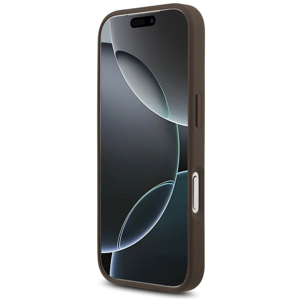 Deksel for Apple iPhone 17 Pro, Guess, 4G Classic Logo with Pearl Strap, Brun