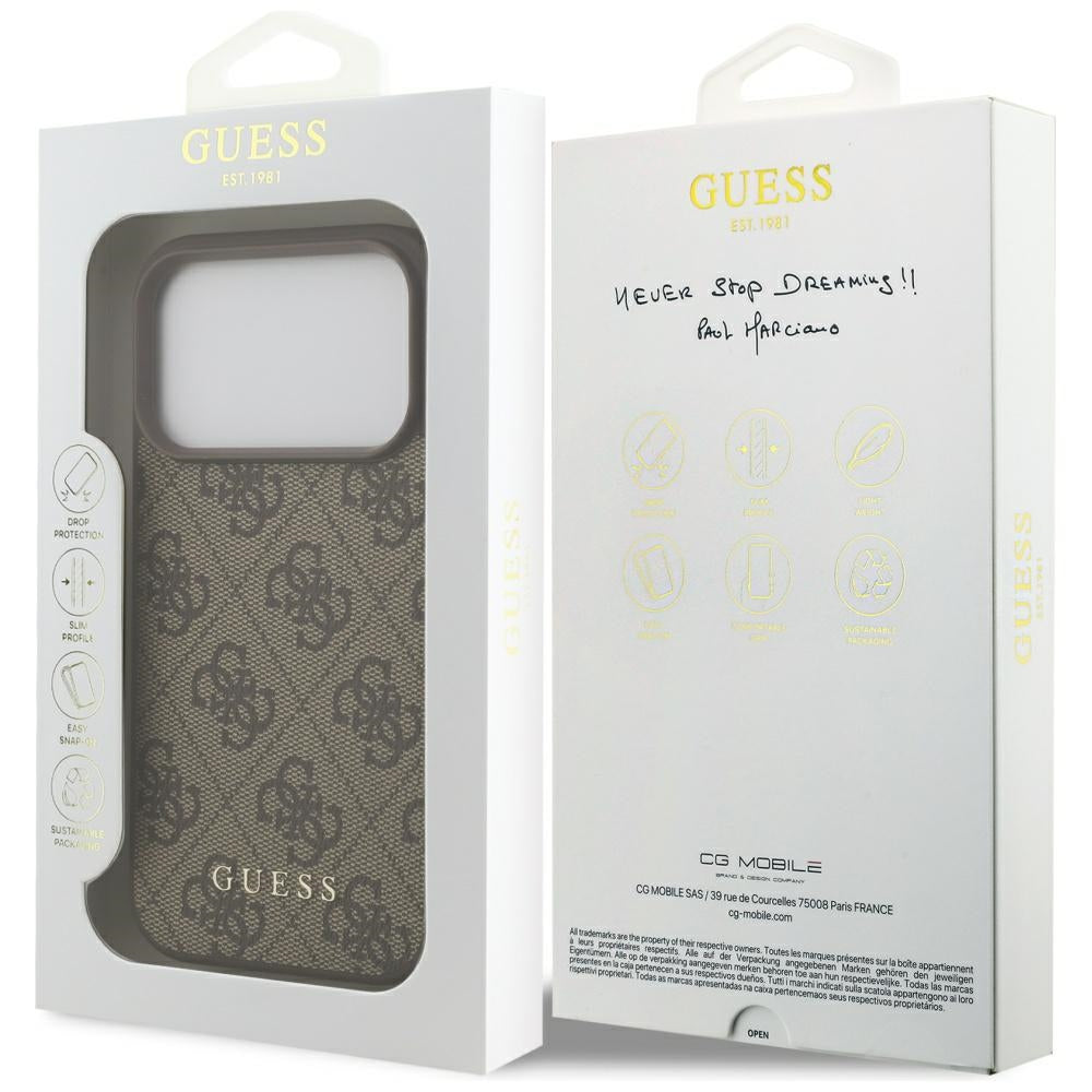 Deksel for Apple iPhone 17 Pro, Guess, 4G Classic, Brun