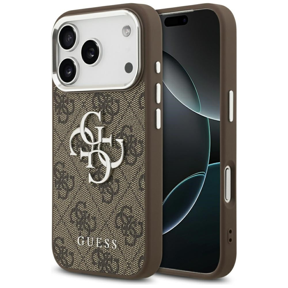 Deksel for Apple iPhone 17 Pro, Guess, Big 4G Logo Classic, Brun Sølv
