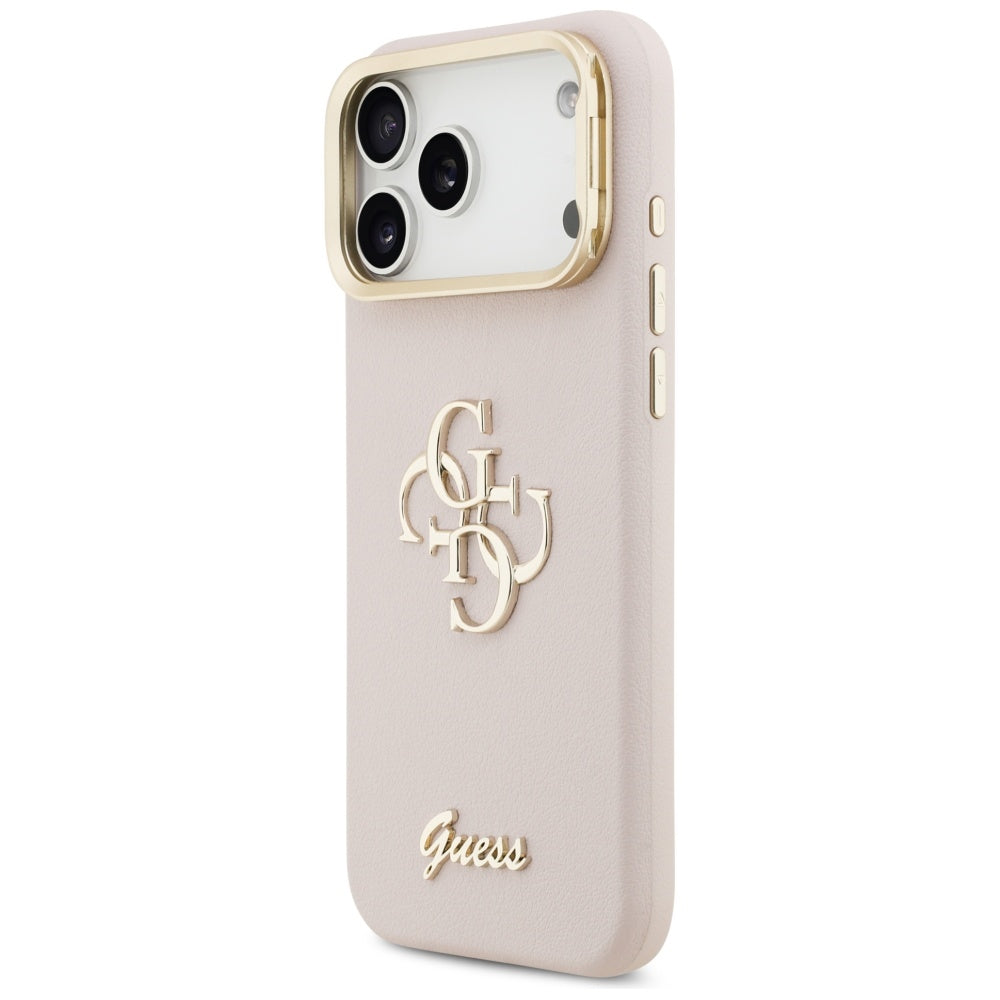 Deksel for Apple iPhone 17 Pro, Guess, Grained Big 4G Stand Camera, Rosa