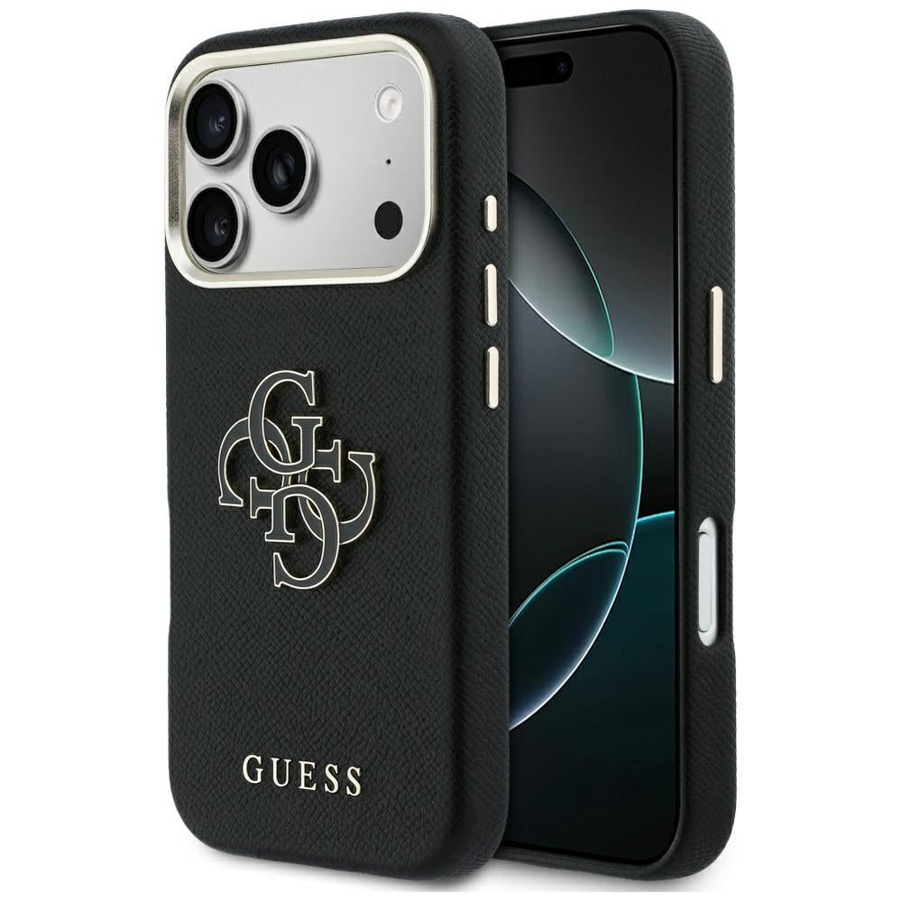 Deksel for Apple iPhone 17 Pro, Guess, Resin Logo, Svart