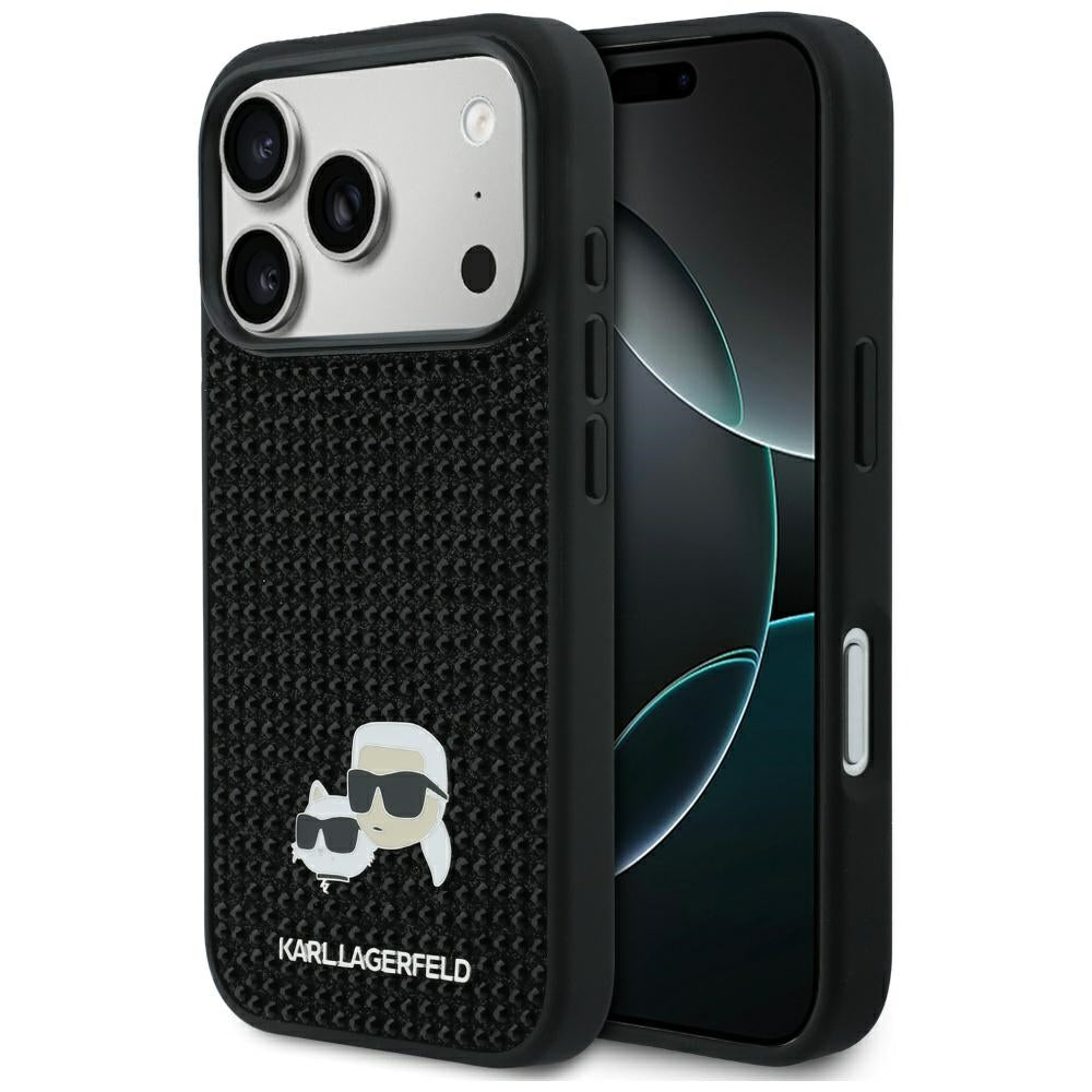 Deksel for Apple iPhone 17 Pro, Karl Lagerfeld, Rhinestone Karl & Choupette Pins, Svart