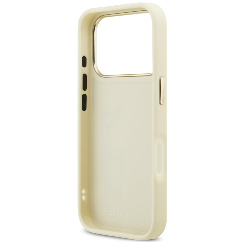 Deksel for Apple iPhone 17 Pro, Karl Lagerfeld, Script Logo, Beige