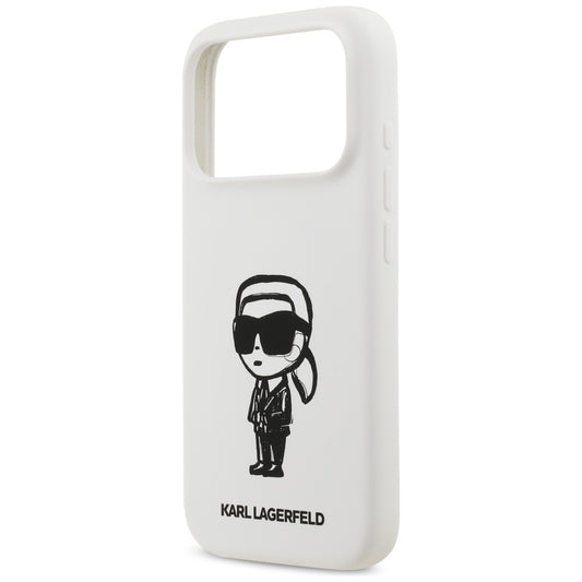 Deksel for Apple iPhone 17 Pro, Karl Lagerfeld, Sketch and Logo Karl, Hvit