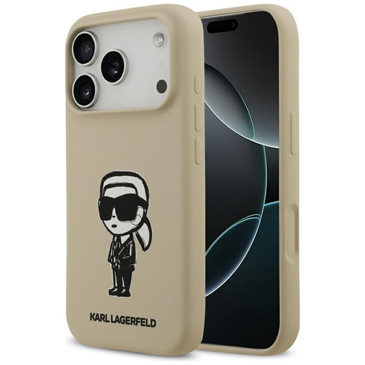 Deksel for Apple iPhone 17 Pro, Karl Lagerfeld, Sketch and Logo Karl, Brun