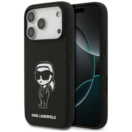 Deksel for Apple iPhone 17 Pro, Karl Lagerfeld, Sketch and Logo Karl, Svart