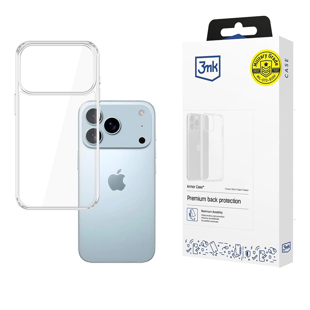 Deksel for Apple iPhone 17 Pro Max, 3MK, Armor, Gjennomsiktig