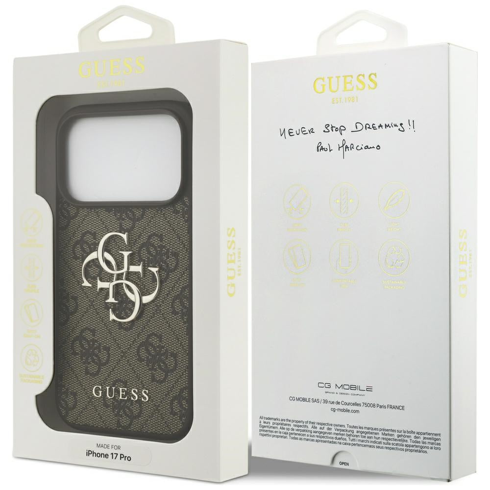 Deksel for Apple iPhone 17 Pro Max, Guess, 4G Big Logo, Brun
