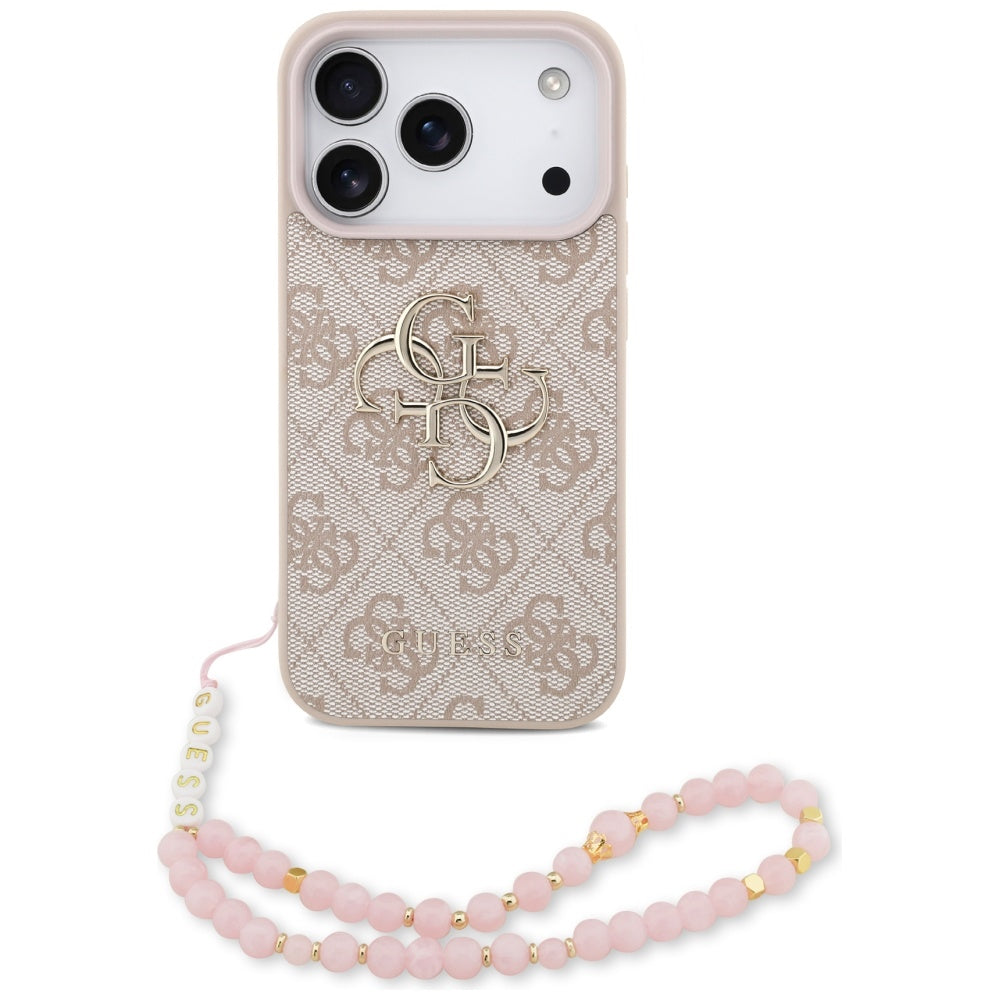 Deksel for Apple iPhone 17 Pro Max, Guess, 4G Classic Logo with Strap, Rosa