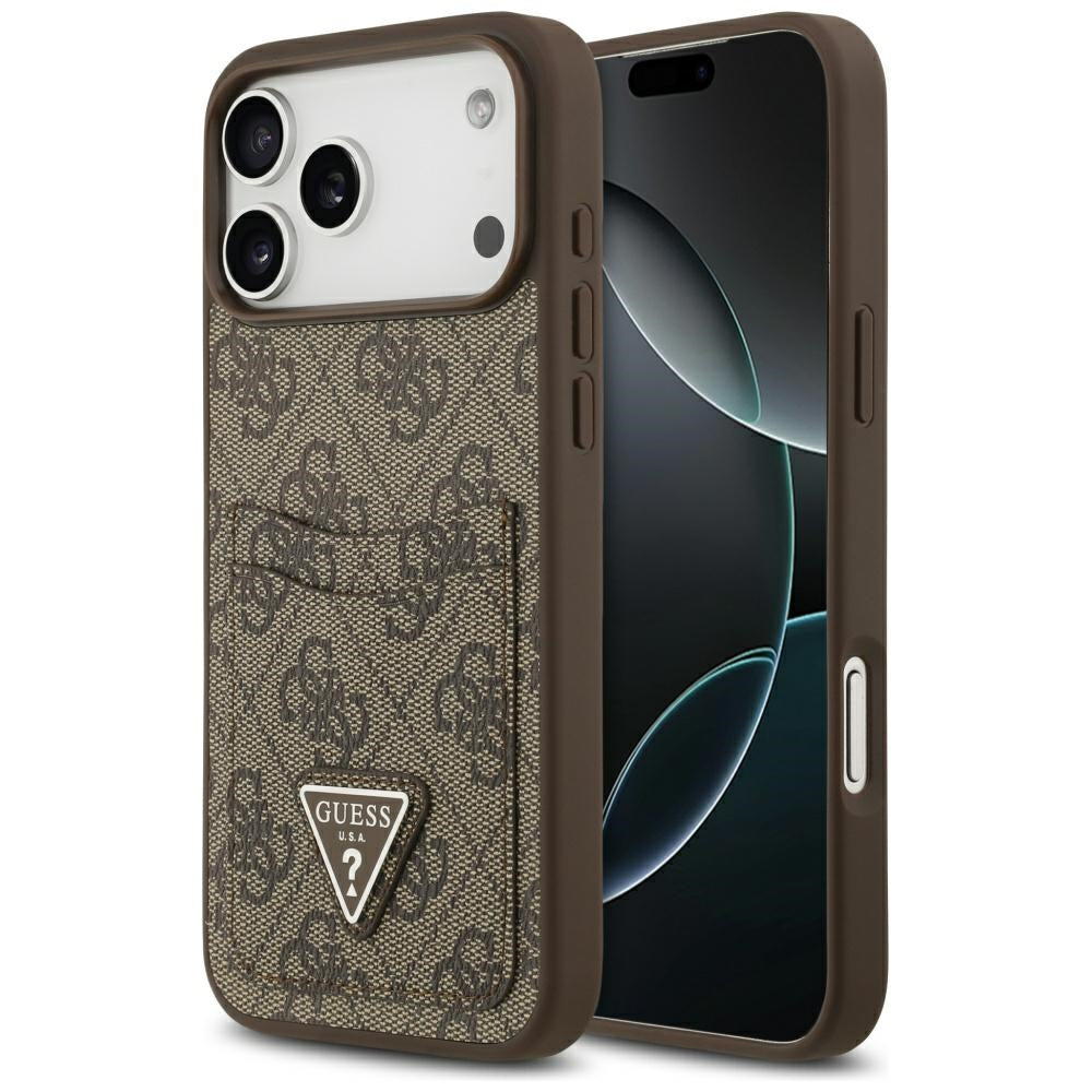 Deksel for Apple iPhone 17 Pro Max, Guess, 4G Double Card Triangle, Brun