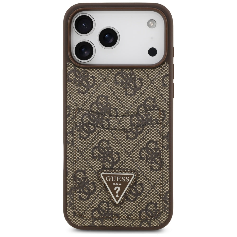 Deksel for Apple iPhone 17 Pro Max, Guess, 4G Double Card Triangle, Brun