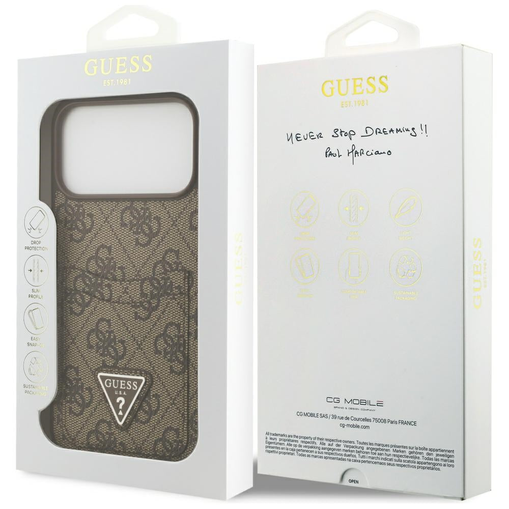 Deksel for Apple iPhone 17 Pro Max, Guess, 4G Double Card Triangle, Brun
