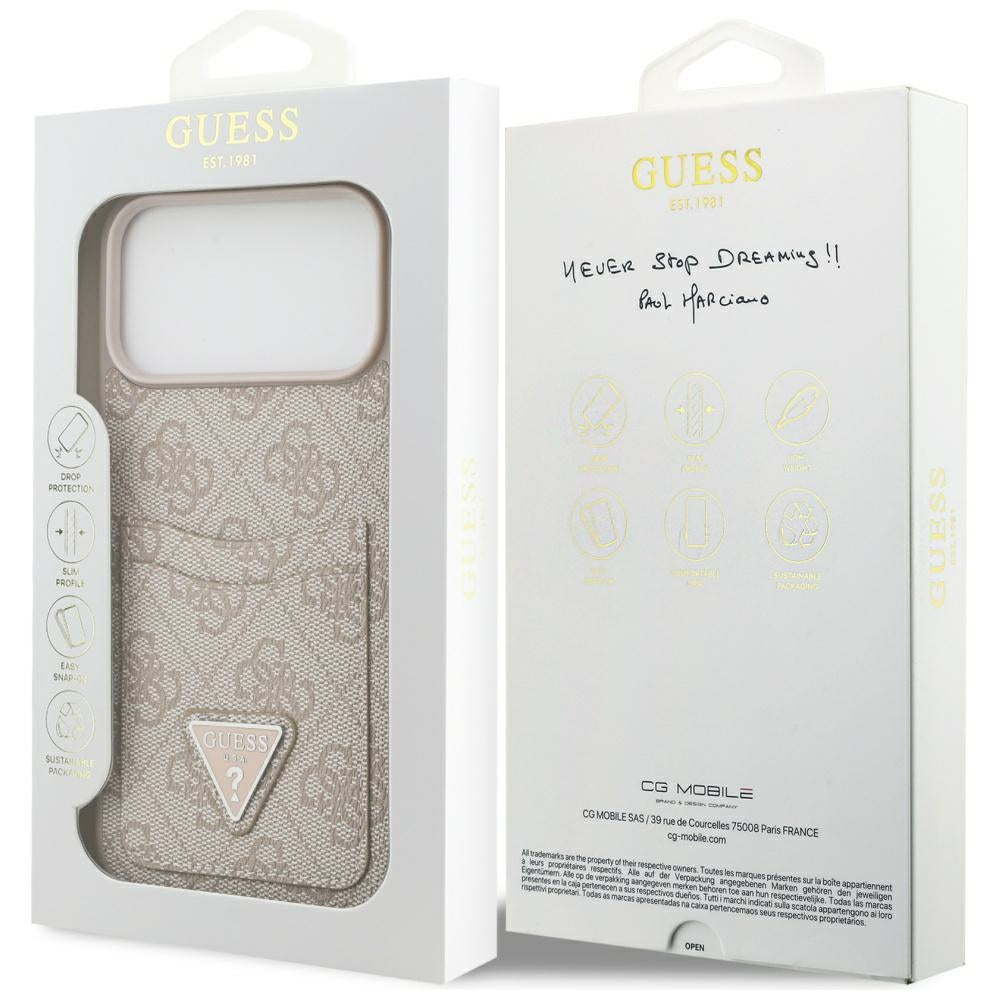 Deksel for Apple iPhone 17 Pro Max, Guess, 4G Double Card Triangle, Rosa