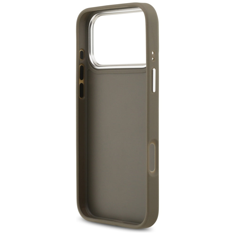 Deksel for Apple iPhone 17 Pro Max, Guess, 4G Grained Big And Classic Logo, Brun Sølv