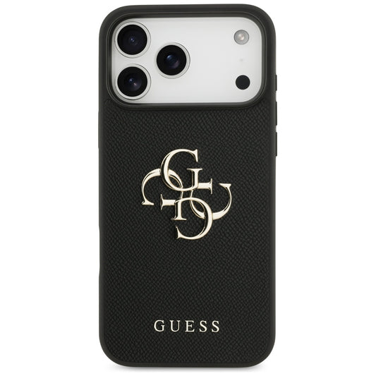 Deksel for Apple iPhone 17 Pro Max, Guess, 4G Grained Big and Classic Logo, Svart