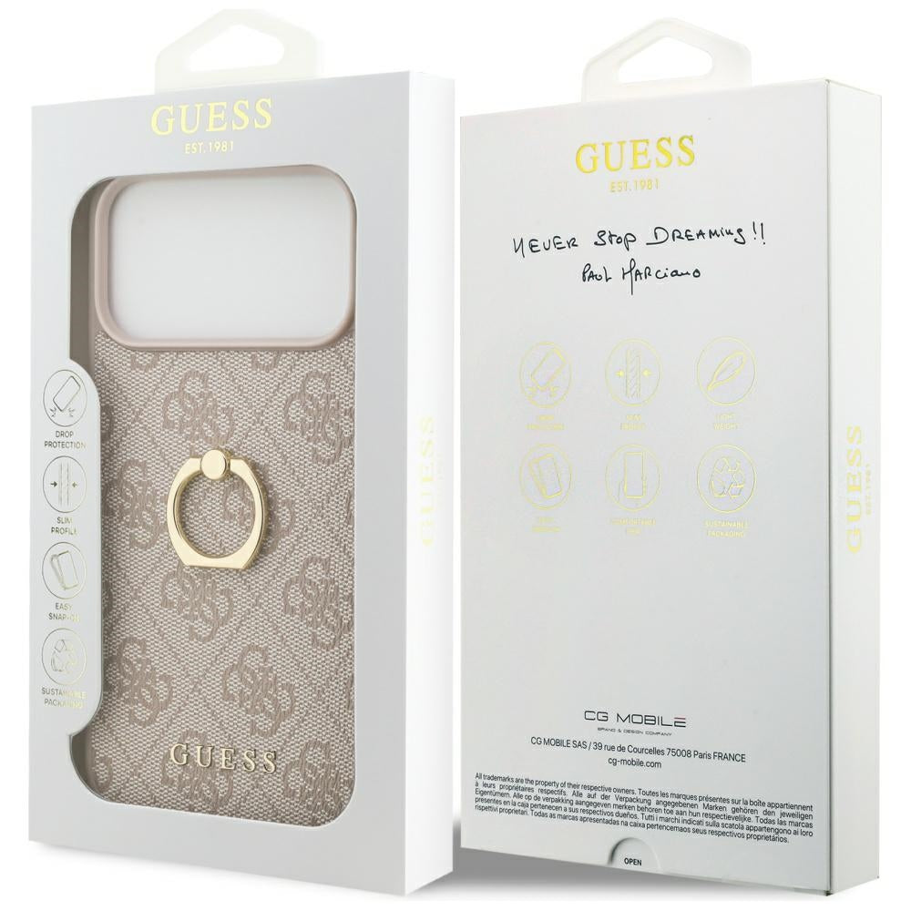 Deksel for Apple iPhone 17 Pro Max, Guess, 4G Ring Stand, Brun