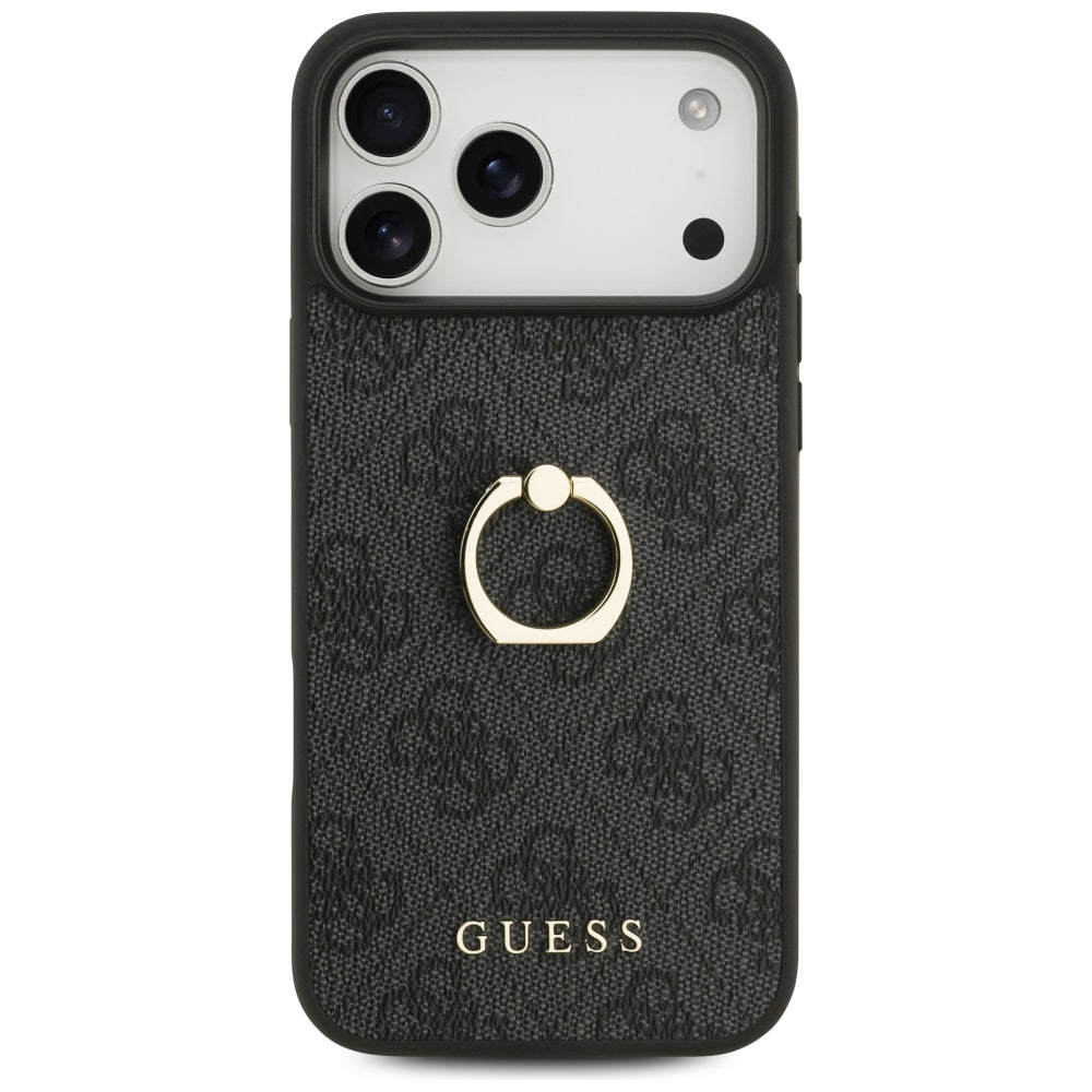 Deksel for Apple iPhone 17 Pro Max, Guess, 4G Ring Stand, Svart