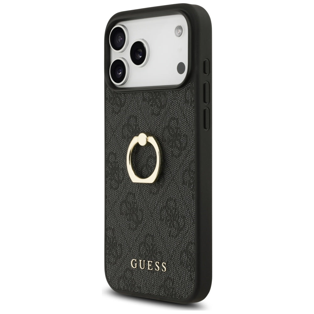 Deksel for Apple iPhone 17 Pro Max, Guess, 4G Ring Stand, Svart