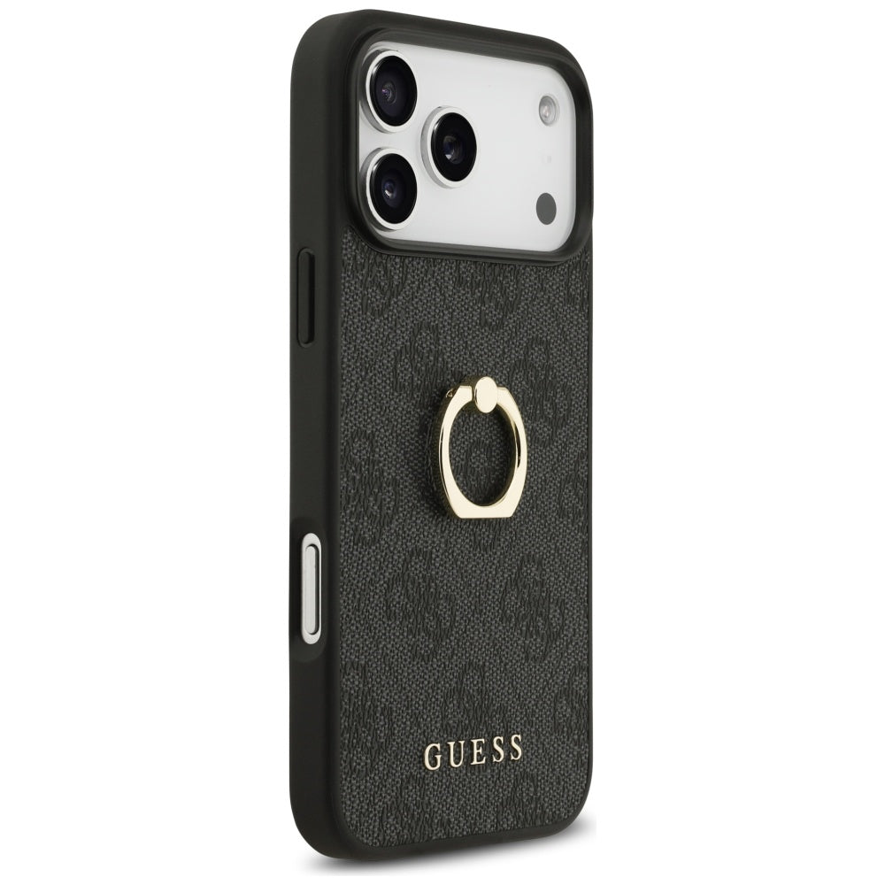 Deksel for Apple iPhone 17 Pro Max, Guess, 4G Ring Stand, Svart