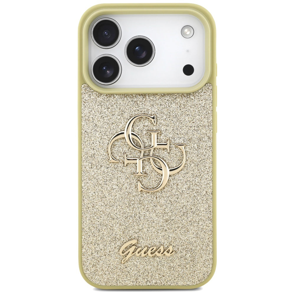 Deksel for Apple iPhone 17 Pro Max, Guess, Fixed Glitter Big 4G, Gull