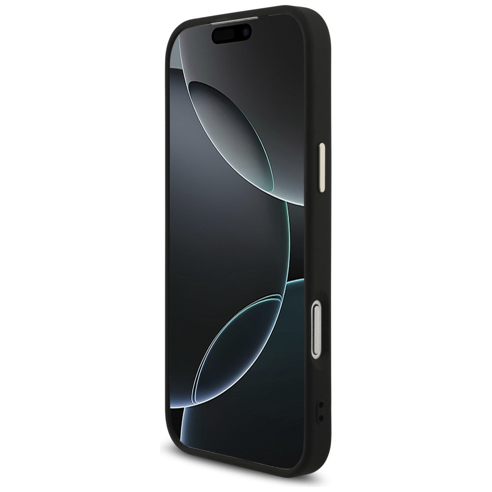 Deksel for Apple iPhone 17 Pro Max, Guess, Fixed Glitter Big 4G Metal Frame, Svart