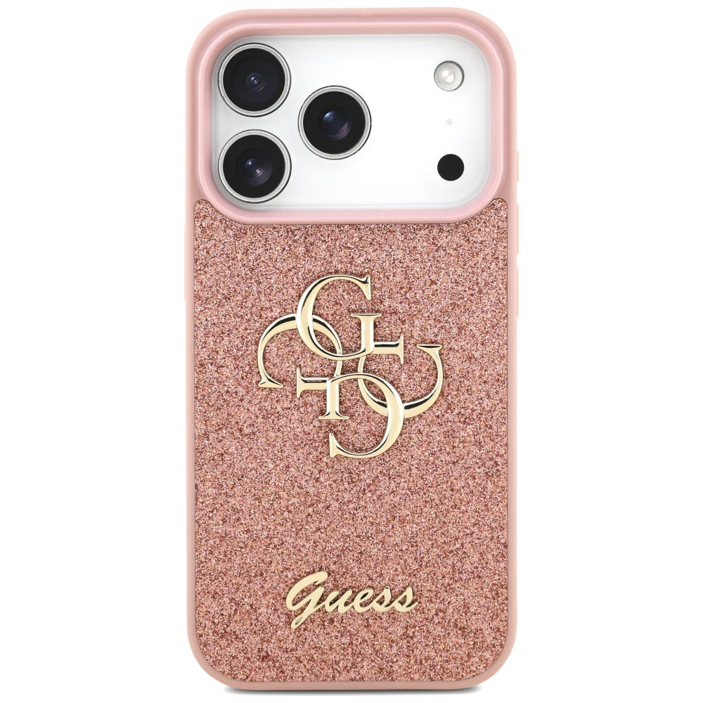 Deksel for Apple iPhone 17 Pro Max, Guess, Fixed Glitter Big 4G, Rosa