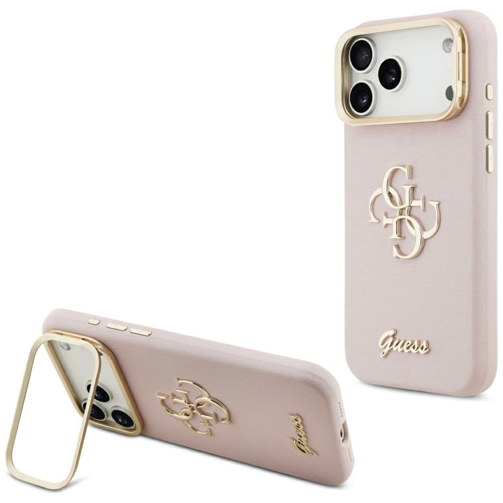 Deksel for Apple iPhone 17 Pro Max, Guess, Grained Big 4G Stand Camera, Rosa