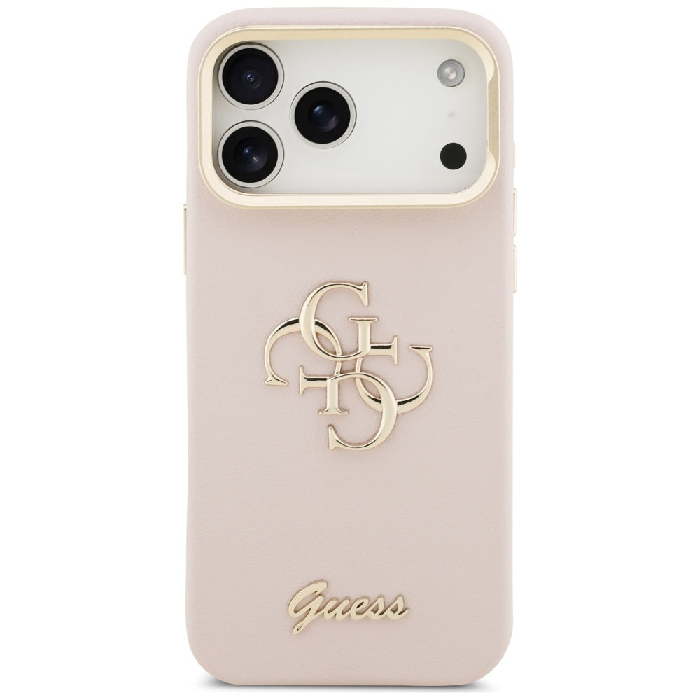 Deksel for Apple iPhone 17 Pro Max, Guess, Grained Big 4G Stand Camera, Rosa