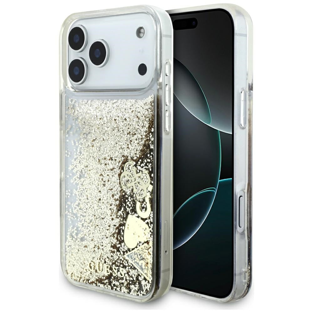 Deksel for Apple iPhone 17 Pro Max, Guess, Liquid Glitter Charms, Gull