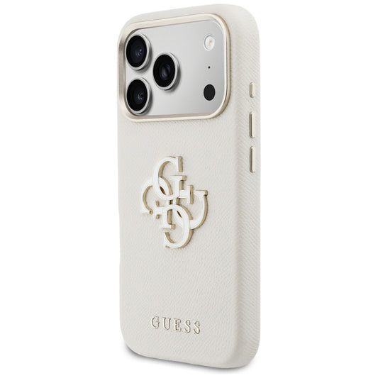 Deksel for Apple iPhone 17 Pro Max, Guess, Resin Logo, Beige