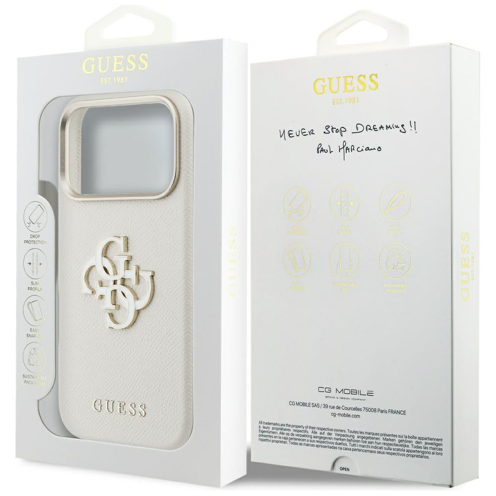 Deksel for Apple iPhone 17 Pro Max, Guess, Resin Logo, Beige