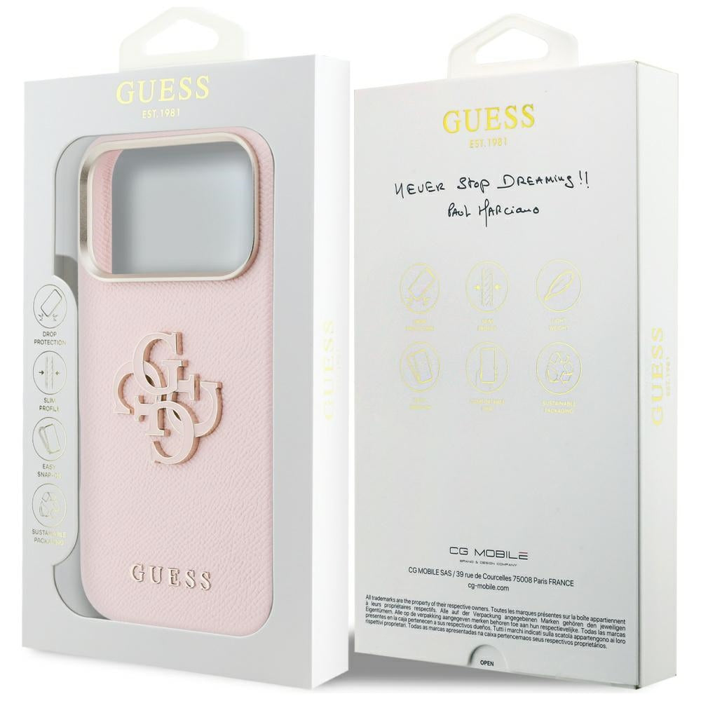 Deksel for Apple iPhone 17 Pro, Guess, Resin Logo, Rosa