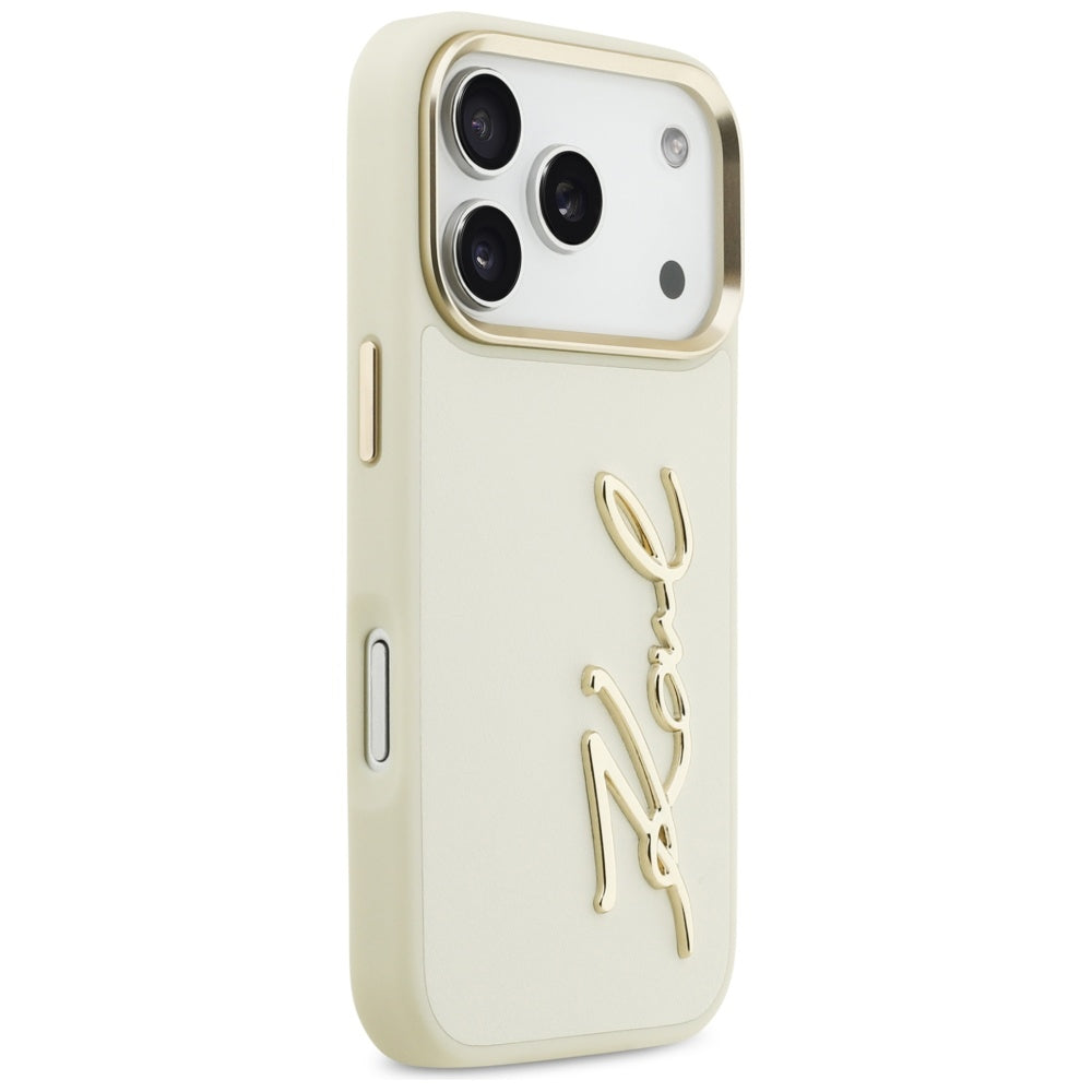 Deksel for Apple iPhone 17 Pro Max, Karl Lagerfeld, Script Logo, Beige