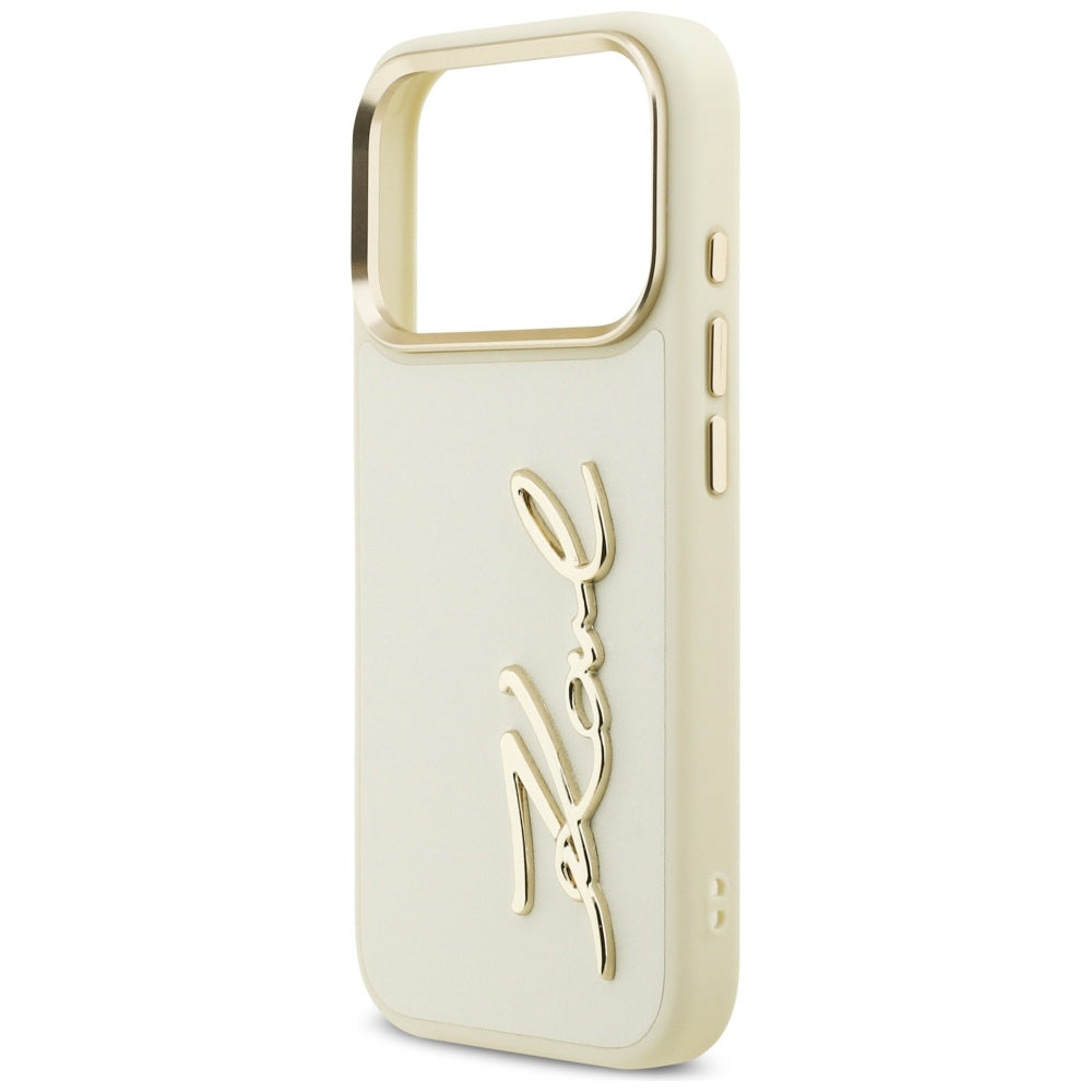 Deksel for Apple iPhone 17 Pro Max, Karl Lagerfeld, Script Logo, Beige