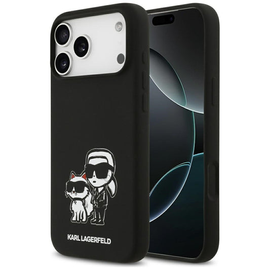Deksel for Apple iPhone 17 Pro Max, Karl Lagerfeld, Sketch and Logo Karl & Choupette, Svart