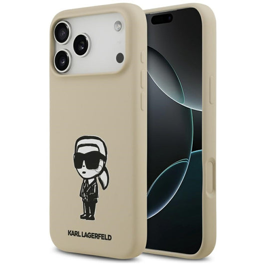 Deksel for Apple iPhone 17 Pro Max, Karl Lagerfeld, Sketch and Logo Karl, Brun