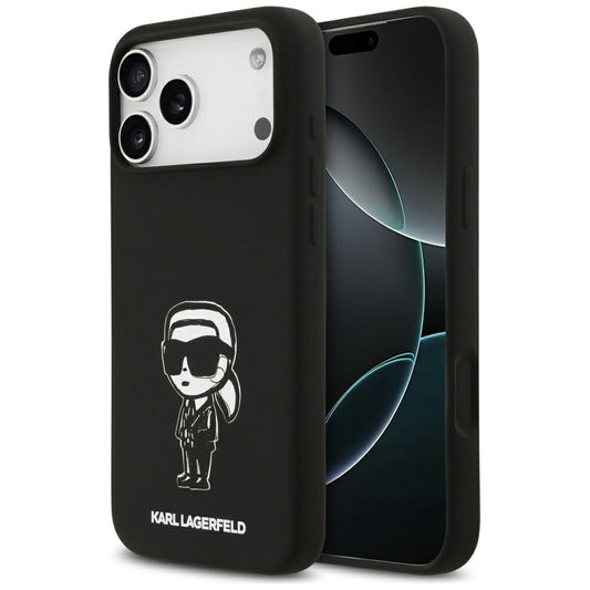 Deksel for Apple iPhone 17 Pro Max, Karl Lagerfeld, Sketch and Logo Karl, Svart