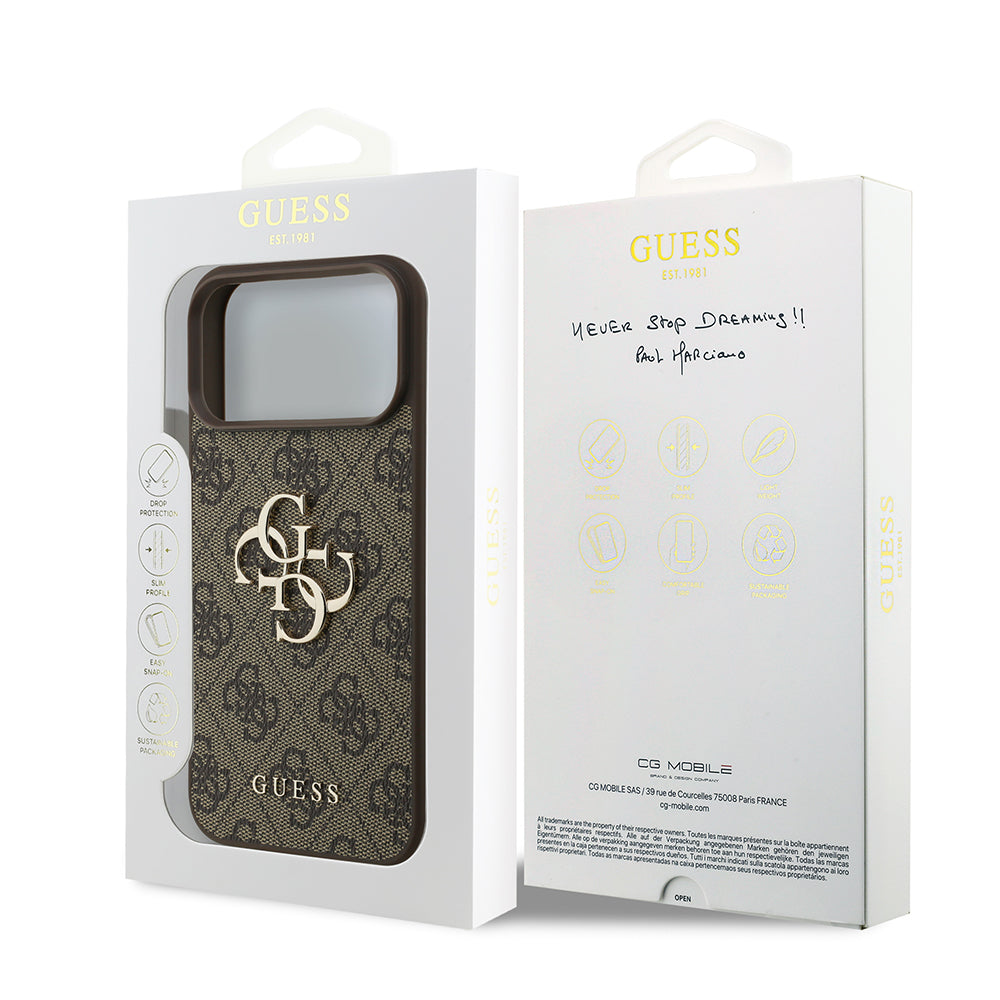 Deksel for Apple iPhone 18 Pro / 17 Pro, Guess, 4G Big Logo, Brun