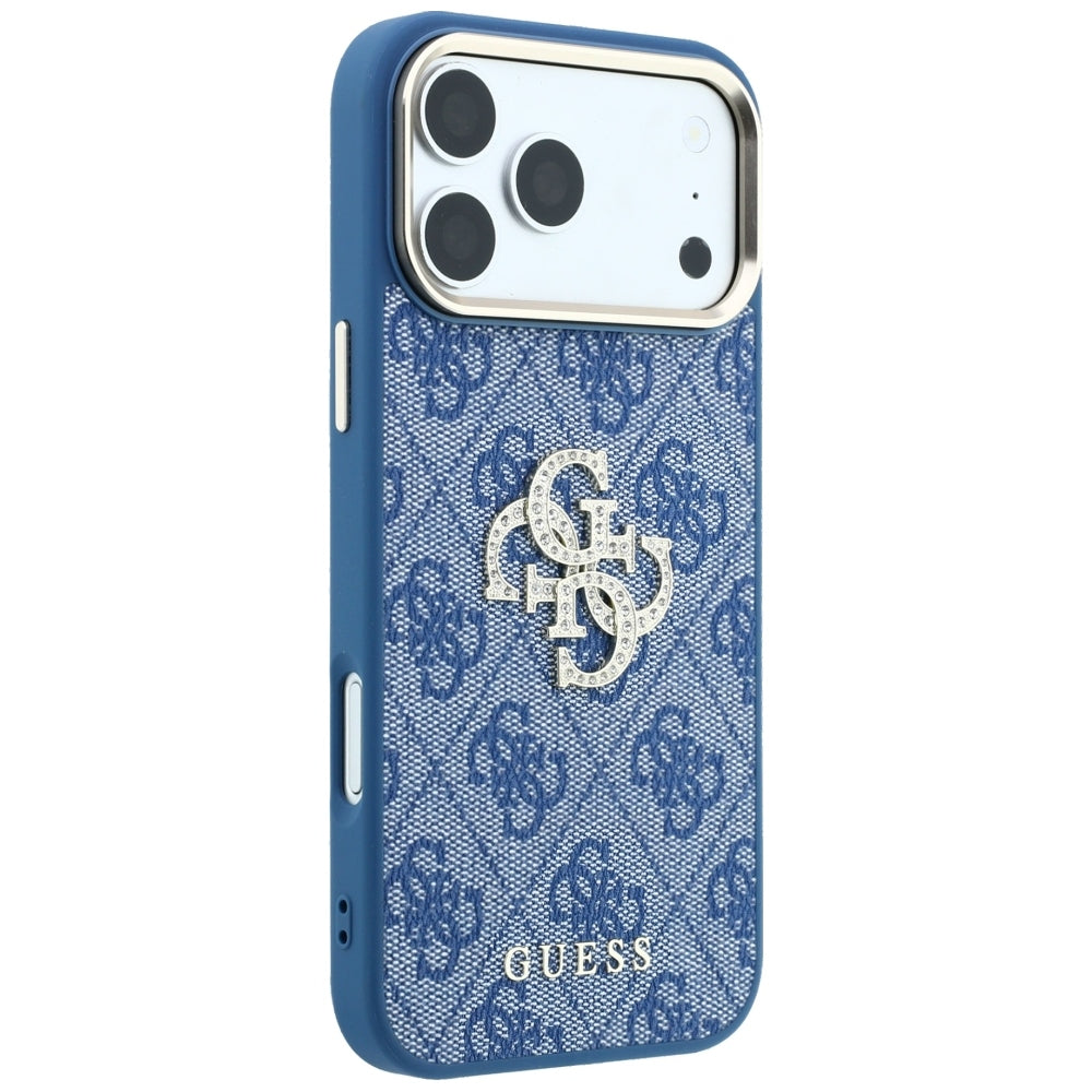 Deksel for Apple iPhone 18 Pro / 17 Pro, Guess, 4G Big Strass Logo, Blå