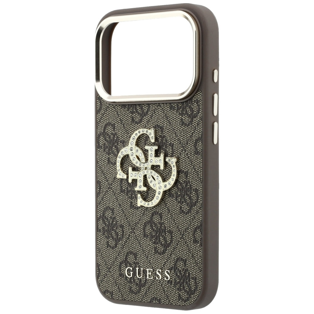 Deksel for Apple iPhone 18 Pro / 17 Pro, Guess, 4G Big Strass Logo, Brun