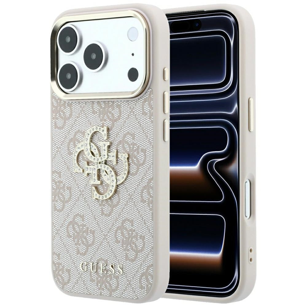 Deksel for Apple iPhone 18 Pro / 17 Pro, Guess, 4G Big Strass Logo, Rosa