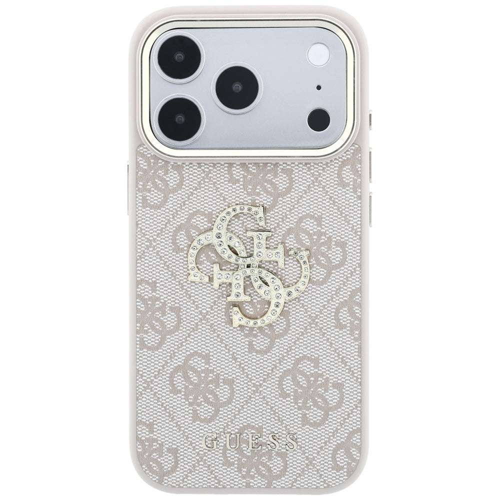 Deksel for Apple iPhone 18 Pro / 17 Pro, Guess, 4G Big Strass Logo, Rosa