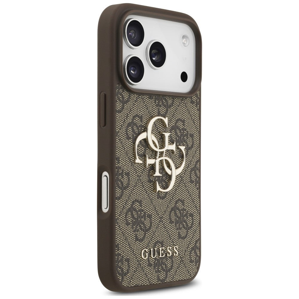 Deksel for Apple iPhone 18 Pro / 17 Pro, Guess, 4G Classic Logo med stropp, Brun