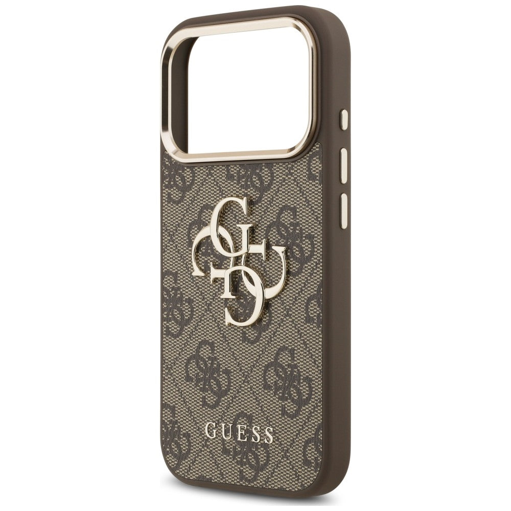 Deksel til Apple iPhone 18 Pro / 17 Pro, Guess, 4G Classic Logo with Strap, gyllenbrun