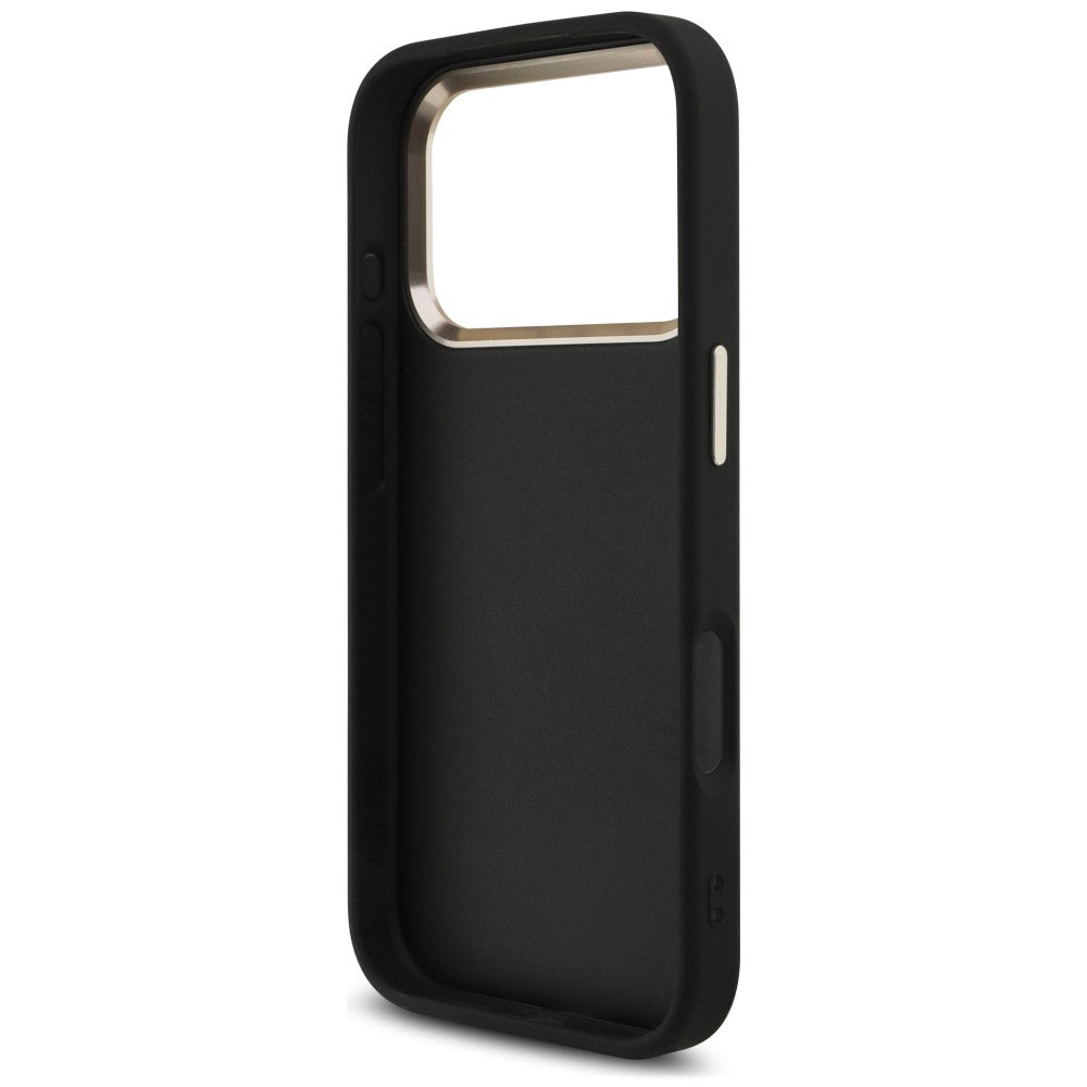 Deksel for Apple iPhone 18 Pro / 17 Pro, Guess, 4G Classic Logo med stropp, svart og gull