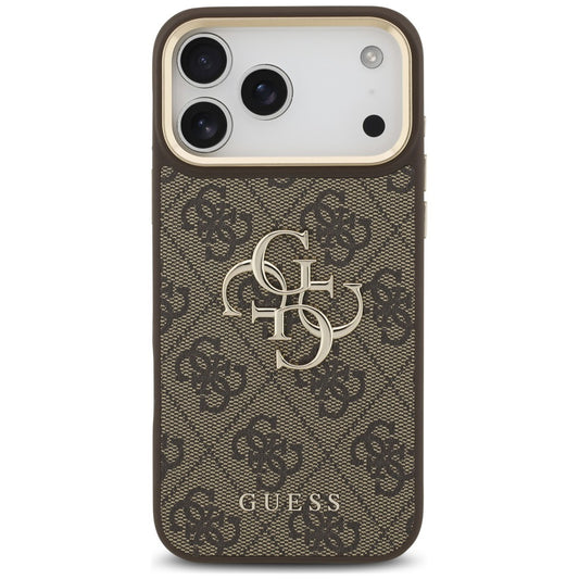 Deksel til Apple iPhone 18 Pro / 17 Pro, Guess, Big 4G Classic Logo & Big Strap Metal Buttons, brun