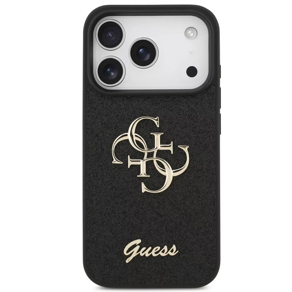 Deksel for Apple iPhone 18 Pro / 17 Pro, Guess, Fixed Glitter Big 4G, Svart
